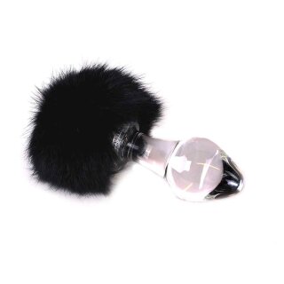 Glass Buttplug Black Tickler