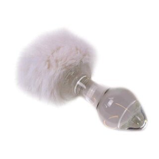 Glass Buttplug White Tickler