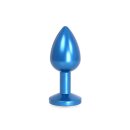 Kiotos - Aluminium Buttplug Blue with Clear Gem 2,8 cm