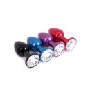 Kiotos - Aluminium Buttplug Blue with Clear Gem 2,8 cm
