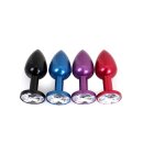 Kiotos - Aluminium Buttplug Blue with Clear Gem 2,8 cm
