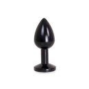 Aluminium Buttplug Black with Clear Gem