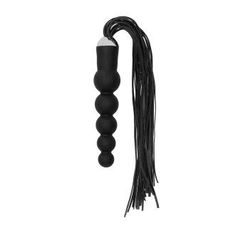 Black Whip with Curved Silicone Dildo Black
