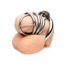 The Pen Deluxe Locking Chastity Cage Silver