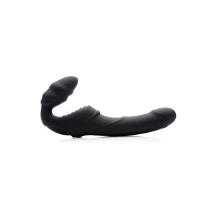 Slim Rider Ribbed Vibrating Strapless Strap-on Black