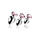 Booty Sparks Pink Heart Gem Anal Plug Set - 3 Pieces -...
