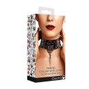 Printed Collar With Leash - Old School Tattoo Style - Black