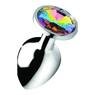Booty Sparks Rainbow Prism Gem Anal Plug - Large - Silver 4,1 cm