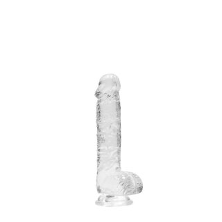 Realistic Dildo With Balls - Transparent 17 cm