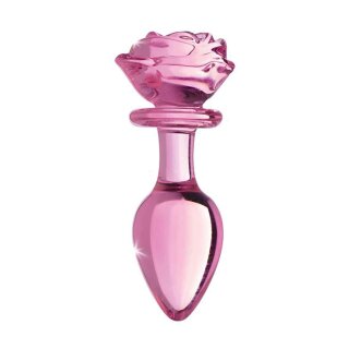Glass Large Anal Plug - Pink Rose