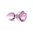 Glass Large Anal Plug - Pink Rose