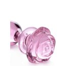 Glass Large Anal Plug - Pink Rose
