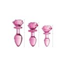 Glass Large Anal Plug - Pink Rose