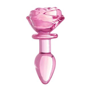 Glass Small Anal Plug - Pink Rose