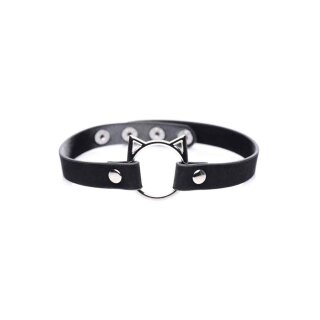 Kinky Kitty Ring Slim Choker - PU leather - Black