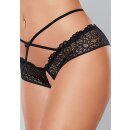 Open Panty Lace Band Criss Cross Straps   -  Black - OS