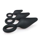 Black Buttplugs With Pull Ring Set