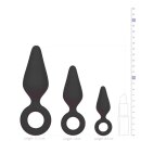 Black Buttplugs With Pull Ring Set
