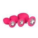 Silicone Butt Plug with Diamond Pink