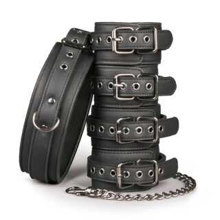 Fetish set with collar, ankl and wrist cuffs
