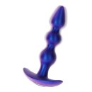The Bold Beaded Vibrating Anal Plug Blue Metallic