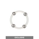 Steel Beaded Silicone Ring L Transparent