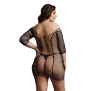 Duo Net Sleeved Mini Dress Black One Size - Queen Size