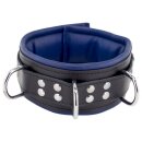 Padded Leather Collar 3 Rings D Blue