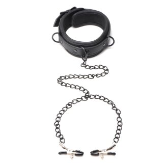 Collared Temptress Collar with Nipple Clamps