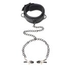 Collared Temptress Collar with Nipple Clamps
