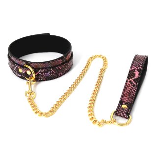 Collar Gold/Pink Reptile with Leash