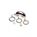 Locking Stainless Steel Chastity Cage w/ 3 Rings