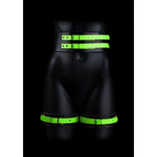 Thigh Cuffs with Belt and Handcuffs Glow in the Dark L/XL