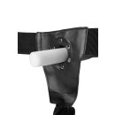 Shots Ouch! Strukturierter gebogener hohler Strap-On schwarz 20 cm