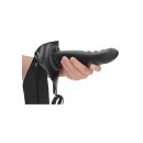 Shots Ouch! Strukturierter gebogener hohler Strap-On schwarz 20 cm