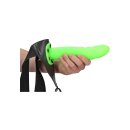 Textured Curved Hollow Strap-on - 8 / 20 cm - Glow in the Dark