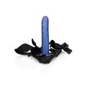 Shots Ouch! Textured Curved Hollow Strap-On blue 20 cm