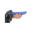 Shots Ouch! Textured Curved Hollow Strap-On blue 20 cm