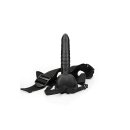 Shots Ouch! Ribbed hollow strap-on with testicles black 21 cm