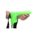 Ribbed Hollow Strap-on with Balls - 8 / 21 cm - Glow in the Dark