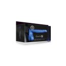 Shots Ouch! Gerippter hohler Strap-On mit Hoden blau 21 cm