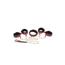 6 Piece Burgundy Bondage Set Burgundy Cuffs, Collar, & Leash