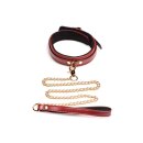 6 Piece Burgundy Bondage Set Burgundy Cuffs, Collar, & Leash