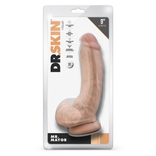 Dr. Skin Mr. Mayor 9 Inch Dildo With Balls Beige - 22,8 cm