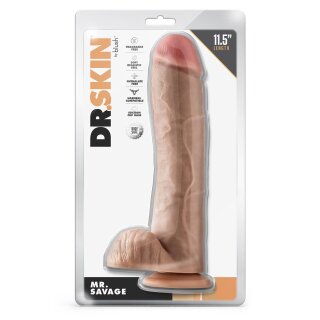 Dr. Skin Mr. Savage 11.5 Inch Dildo With Balls Beige - 29,2 cm