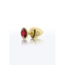 Taboom anal plug with rhinestone S red, gold 2.5 cm