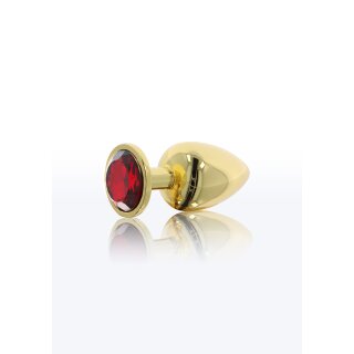 Taboom Anal Plug mit Strassstein M rot, gold 3,2 cm