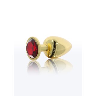 Taboom Anal Plug mit Strassstein L rot, gold 4 cm