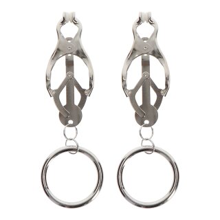Taboom butterfly nipple clamps with ring silver