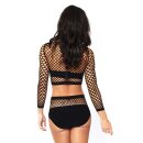 Net Top & High Waisted Bottom Black OS